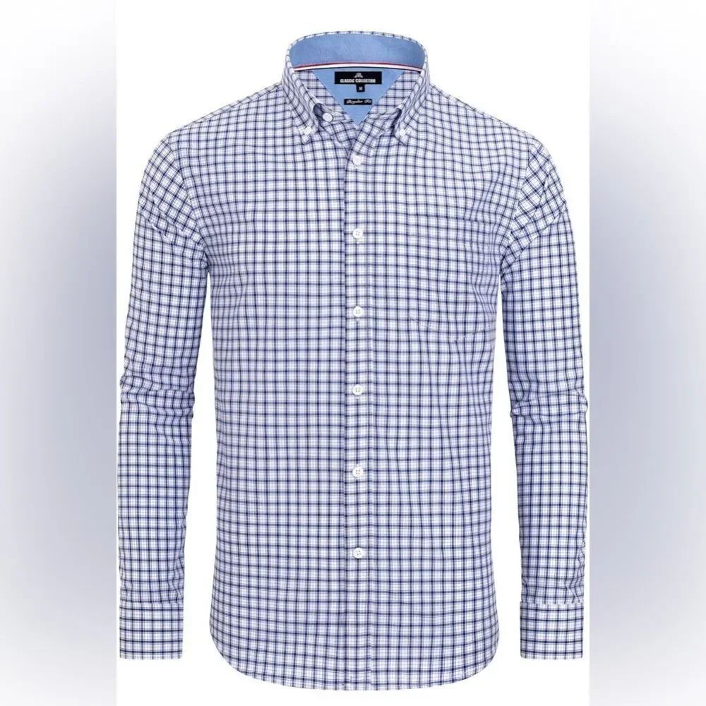 NWT Alimens & Gentle- Plaid Long Sleeve Dress Shirt, Regular Fit Gingham Size XL